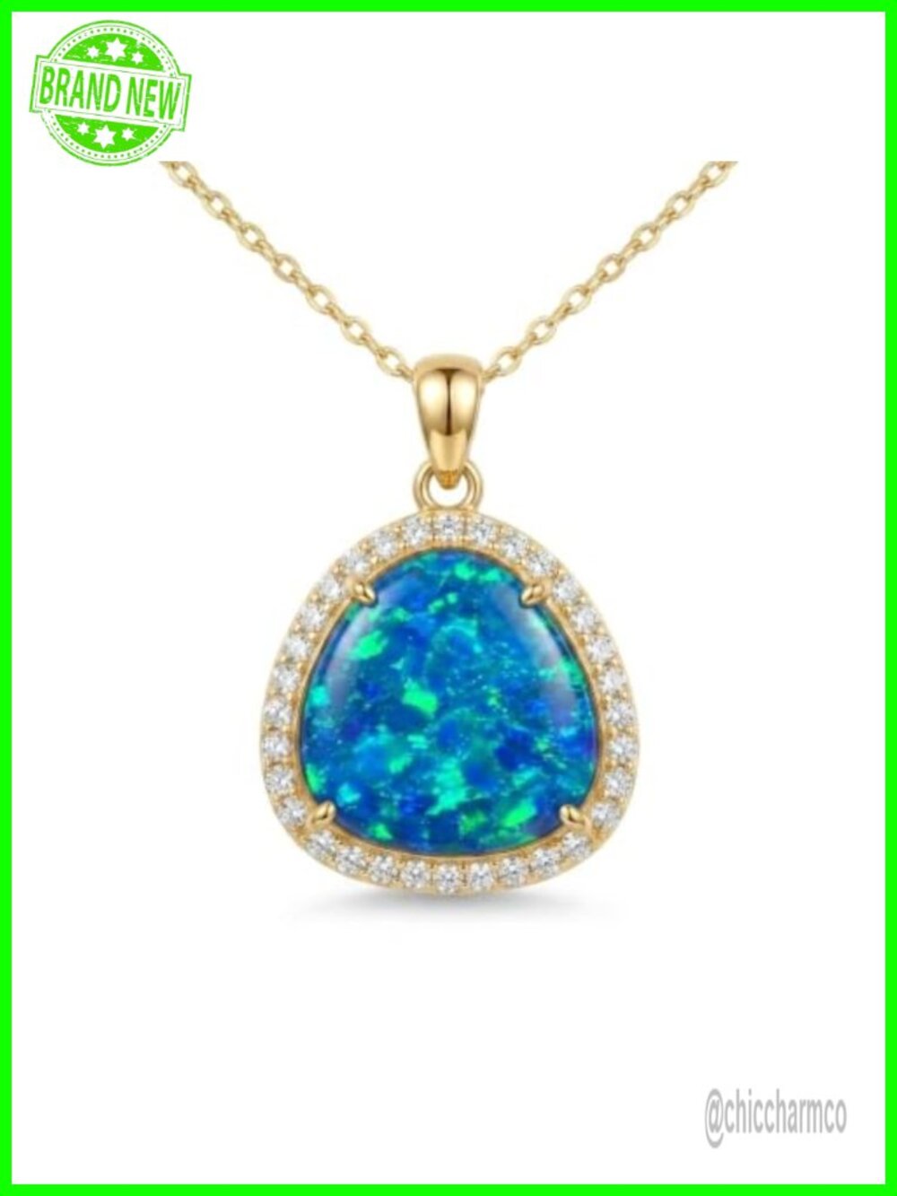 14K Gold Plated Sterling Silver Triangle Gemstone Pendant Necklace